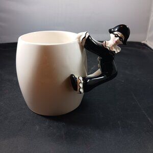 Vintage 80's QQ Black & White Pierrot Clown/Mime Mug